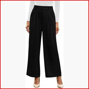 High Waisted Wide Leg Work Pants, Flowy Trousers for Business Casual Office Wear